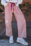 Striped Drawstring Barrel Pants