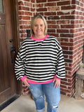 Ribbed Striped Sweatshirt Top