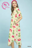 Abstract Print V-Neck Midi Dress