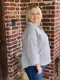 Striped Button Up - Indigo