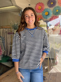 3/4 Sleeve Causal Striped Top