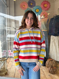 MULTI STRIPE SWEATER HOODIE