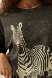 Zebra Vintage-Wash Oversize Graphic Tee