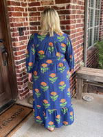 Floral Print Maxi Dress with Bubble Sleeves