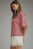 Striped Tee- Burgundy