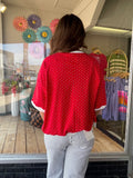 Relaxed Fit Polka Dot Button Front Top