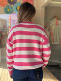 Pink & White Stripe Knit Sweater