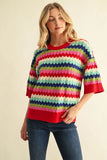 Zig Zag Sweater - Red Multi