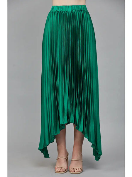 Pleating Detail Asymmetrical Midi Skirt