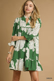 Floral Tiered Babydoll Dress - Green