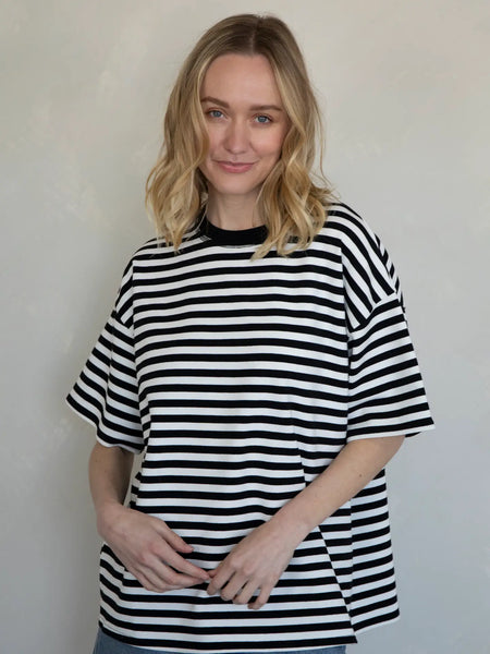 Cassandra Striped Tee - Black