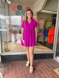 DROP SHOULDER SLEEVE WOVEN DRESS