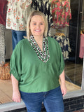 Classic Leopard Blouse - Green