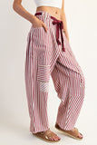 Striped Drawstring Barrel Pants