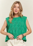 LIGHTWEIGHT SWEATER KNITVEST TOP - GREEN