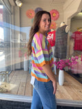 Multi Stripe Color Knitted Sweater Top