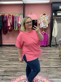 Textured Stripe Tee - Pink