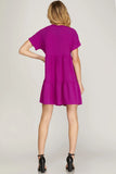 DROP SHOULDER SLEEVE WOVEN DRESS