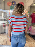 Brooklyn Striped Top with Cap Sleeve