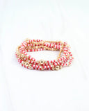Renee Beaded Bracelet Set Red White