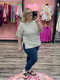 Textured Stripe Tee - White/Black