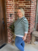 Short Sleeve Sweater Knit Stripe Top