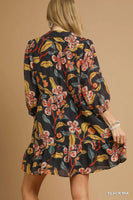 Tropical Floral Ruffle Mini Dress