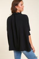 Textured Boxy Cut Blouse - Black