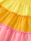 Ombre Ruffle Girls Dress Smocked Strap Dress