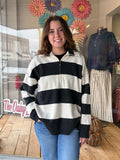 Varsity Striped Pullover - Charcoal