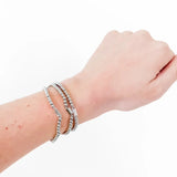 METALLIC GLASS BEAD STRETCH BRACELET - CRYSTAL