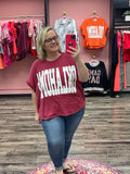 Oklahoma Oversize Graphic Top - Crimson