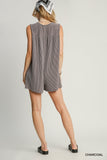 Texture Knit Fabric Mid Button Sleeveless Romper
