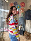 MULTI STRIPE SWEATER HOODIE