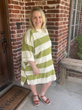 RUGBY STRIPE WASHED TERRY DRESS