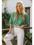 Striped Knit Short Sleeve Top