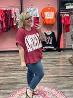 Oklahoma Oversize Graphic Top - Crimson