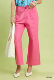 High Waist Wide Leg Crop Pants - Pink