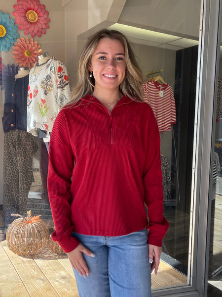 Ribbed Half-Zip Pullover