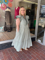 Striped Textured Flutter Dress