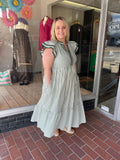 Striped Textured Flutter Dress