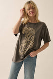 Cheetah Mineral-Washed Oversized Graphic Tee