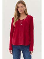 V-Neck Long Sleeve - Red