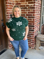 Snowflake Short Sleeve Sweater Top