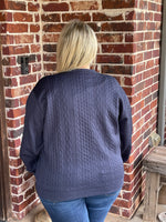 Cable Texture Knit Pullover Sweatshirt