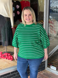 Striped Knit Short Sleeve Top