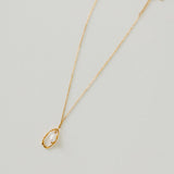 DROP PEARL OPEN CIRCLE PENDANT NECKLACE - WATERPROOF
