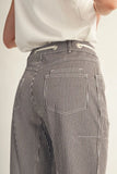 Striped Barrel Jean with Tie - Black