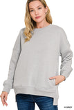 FLEECE HI-LOW BOYFRIEND SWEATSHIRT - Gray