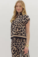 Animal Print Knit Sweater - Black